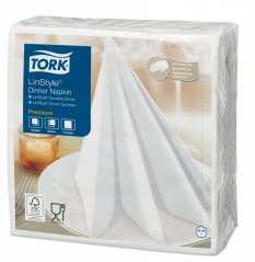 TORK 478711 – Linstyle® bílé ubrousky – večeře, netkané, 1 vr., 1/4 sklad, 12x50 ks - Karton