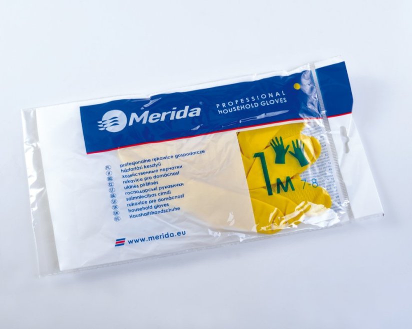 Ochranné pracovní gumové rukavice Merida žluté - velikost: L