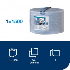 TORK 130051 – papírová utěrka PLUS W1, modrá, 2vr., 510 m, 1500útr.