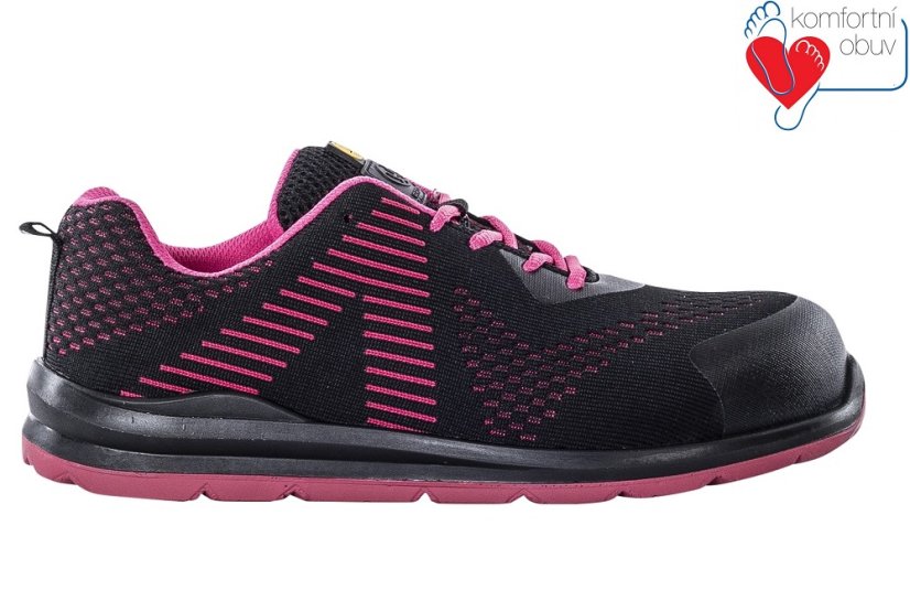 Dámská bezpečnostní polobotka ARDON®FLYTEX S1P ESD - růžová 35 - Barva: černá, Velikost: 35
