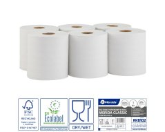 Merida papírové ručníky v roli bílé, délka 320.m