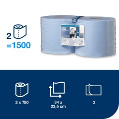 TORK 130052 – papírová utěrka Plus W1/W2, modrá, 2vr., 2x255 m - Karton