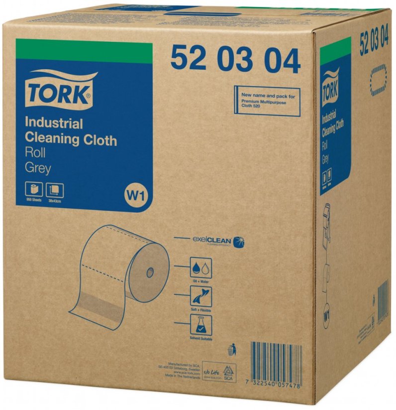 TORK 520304 – Průmyslová čisticí utěrka W1, netkaná text., 950 útr.