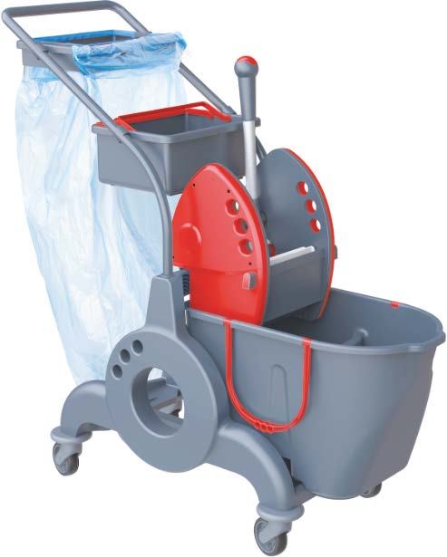 Merida Úklidový vozík MERIDA dvoukomorový 15 l + 10 l, 7l vědro, s úchytem na pytel