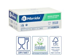 Skládané bílé papírové ručníky 2.vrstvé Merida Optimum 3200ks, 23cm x 21cm certifikované
