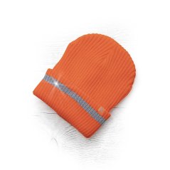 Zimní čepice pletená fleece ARDON®SPARK s reflex. pruhem hi-vis oranžová
