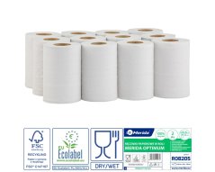 Papírové kuchyňské utěrky Merida Optimum recykl mini, 2.vrstvé, s vnitřním odvinem, 12.rolí v balení
