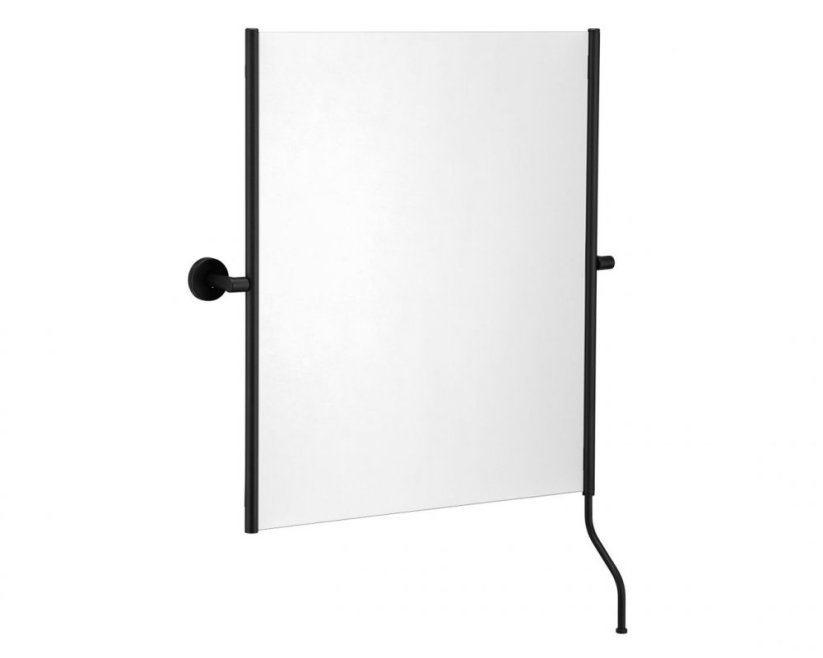 Sklopné zrcadlo Merida v matném černém rámu s madlem pro nastavení úhlu 50x60cm