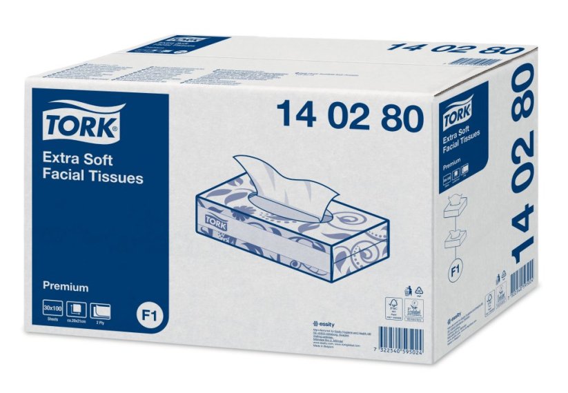 TORK 140280 – extra jemné papírové kapesníky, 2vr., 100 útr