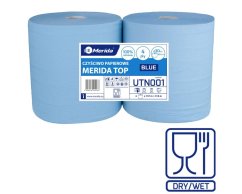 Průmyslová modrá papírová 4.vrstvá utěrka Merida Top 100% celulóza, 2 role v balení, 28x26cm