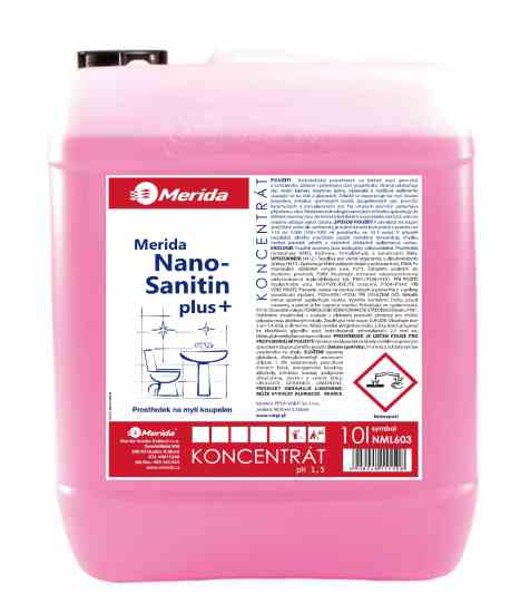 Čistící prostředek koncentrát na koupelny Merida Nano Sanitin plus 10l