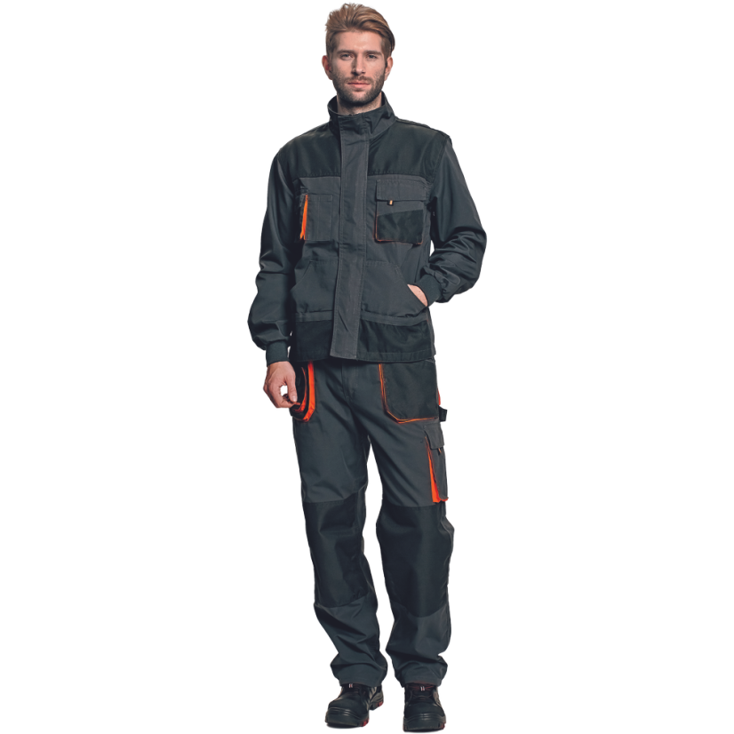 EMERTON montérková bunda šedá s oranžovými doplňky