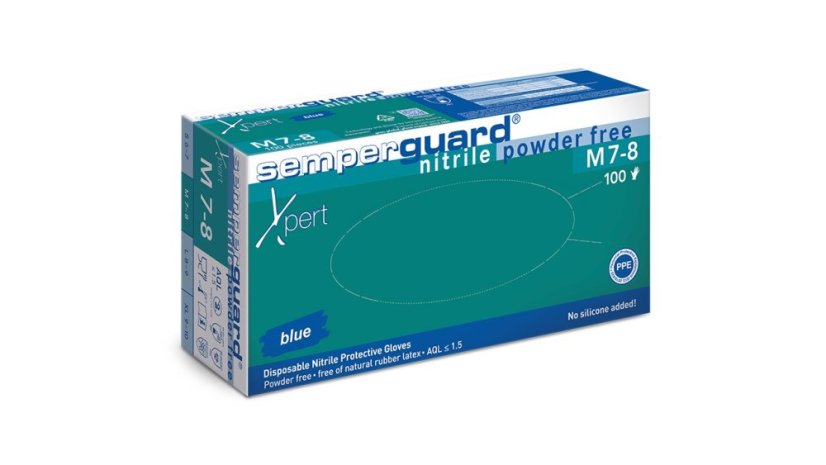 Jednorázové rukavice SEMPERGUARD® XPERT - nepudrované 07 - Barva: modré odstíny, Velikost: 07