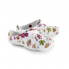 Pantofle schu'zz Globule 0029 bílé s potiskem velkých květů