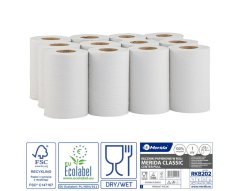 Papírové kuchyňské utěrky Merida Optimum recykl mini, 1.vrstvé, s vnitřním odvinem, 12.rolí v balení