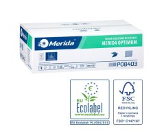 Merida Toaletní papír skládaný MERIDA OPTIMUM, bílý, dvouvrstvý, karton 9000 ks, ECOLABEL