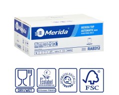 Papírové ručníky Merida maxi automatic, 2.vrstvé, 100% celulóza, do dávkovače, 6.rolí v balení