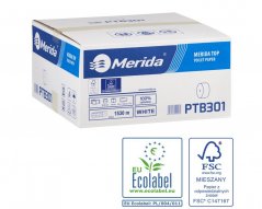 Toaletní papír s vnitřním odvinem Merida Top bílý 12 cm, 2.vrstvý, 100% celulóza, 18.rolí v balení