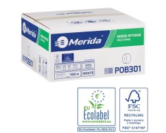 Toaletní papír s vnitřním odvinem Merida bílý 12 cm, 2.vrstvý, recykl, 18.rolí v balení