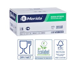 Skládané papírové ručníky 2.vrstvé Merida Optimum 3200ks, 23 x 25 cm, certifikované