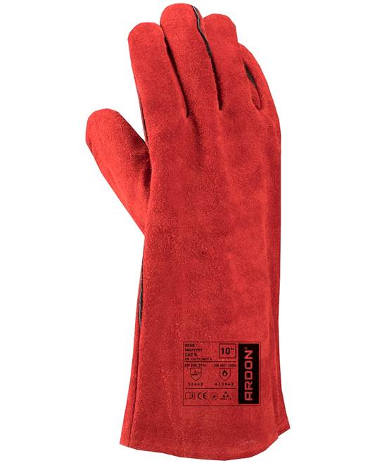 Svářečské rukavice ARDONSAFETY/RENE - s prodejní etiketou - Barva: Červená, Velikost: SPE