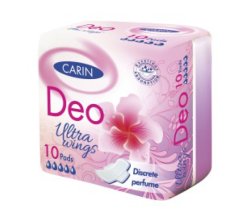 Vložky hygienické CARIN Ultra wings DEO 10ks