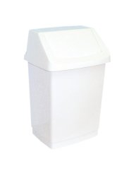 Odpadkový koš Merida hranatý plastový bílý s víkem 15l