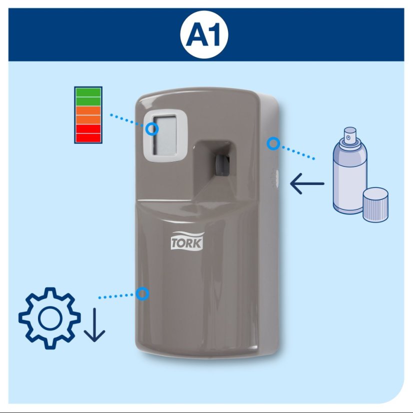 TORK 256055 – Elektronický zásobník na osvěžovač vzduchu, hliníkový A1