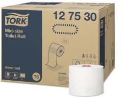 TORK 127530 – Mid–Size bezdutinkový toaletní papír T6, 2vrs., 100 m - Karton
