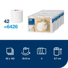 TORK 110405 – extra jemný 4vrstvý toaletní papír konvenční role T4, 19,1 m, 7 x 6 rl. - Karton