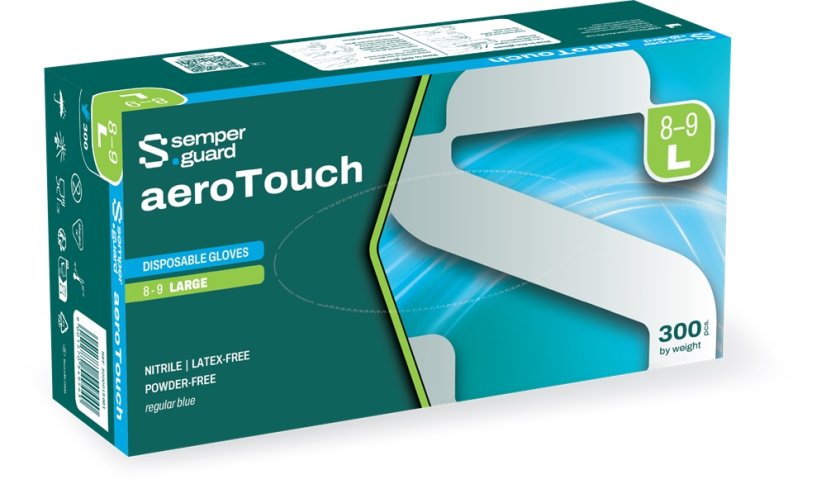 Jednorázové rukavice SEMPERGUARD aeroTOUCH nepudrované modré - Barva: modré odstíny, Velikost: 07