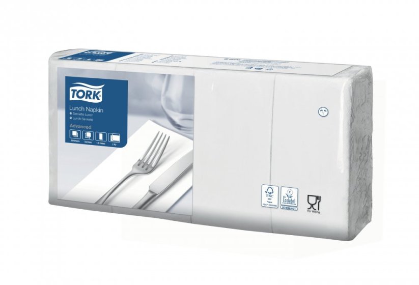 TORK 477402 – Bílý ubrousek, 2 vr. – oběd, 10 x 200 ks - Karton
