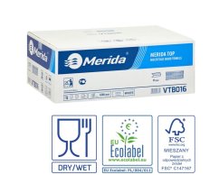 Skládané papírové ručníky 2.vrstvé Merida Ideal, 3200ks, 100% celulóza 23cm x 21cm