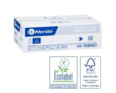 Merida Toaletní papír skládaný MERIDA CLASSIC, bílý, jednovrstvý, karton/9000 ks, ECOLABEL