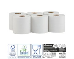 Papírové ručníky Merida mini Economy flexi, 1.vrstvé, s vnitřním odvinem, 6.rolí v balení
