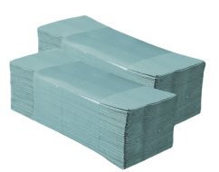 Skládané papírové zelené ručníky 1.vrstvé Merida recykl 5000ks, 25cm x 23cm s pojivem