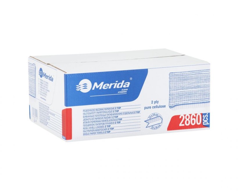 Merida Jednotlivé papírové ručníky Z TOP 2860 ks - 100% celuloza, skládané /PZ93.1/