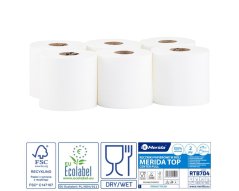 Papírové ručníky Merida Top Flexi 2.vrstvé, 100% celulóza s vnitřním odvinem, 6.rolí v balení