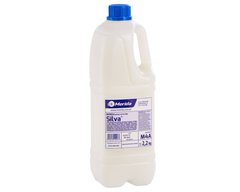Tekuté mýdlo v malém kanystru bílé Merida Silva krémové 2,2 kg Tekuté mýdlo v malém kanystru bílé Merida Silva krémové 2,2 kg