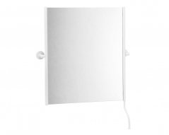 Sklopné zrcadlo Merida v matném bílém rámu s madlem pro nastavení úhlu 50x60cm