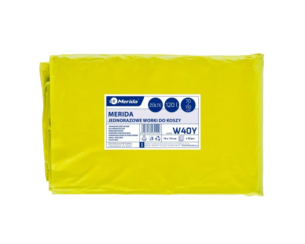 Pytle na odpad žluté Merida LDPE 90x110cm 160l a 10 pytlů skládané