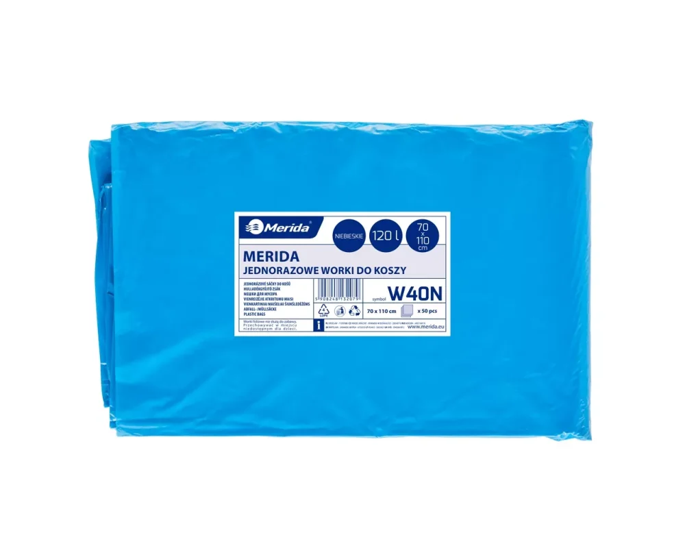 Pytle na odpad modré Merida LDPE 90x110cm 160l a 10 pytlů skládané